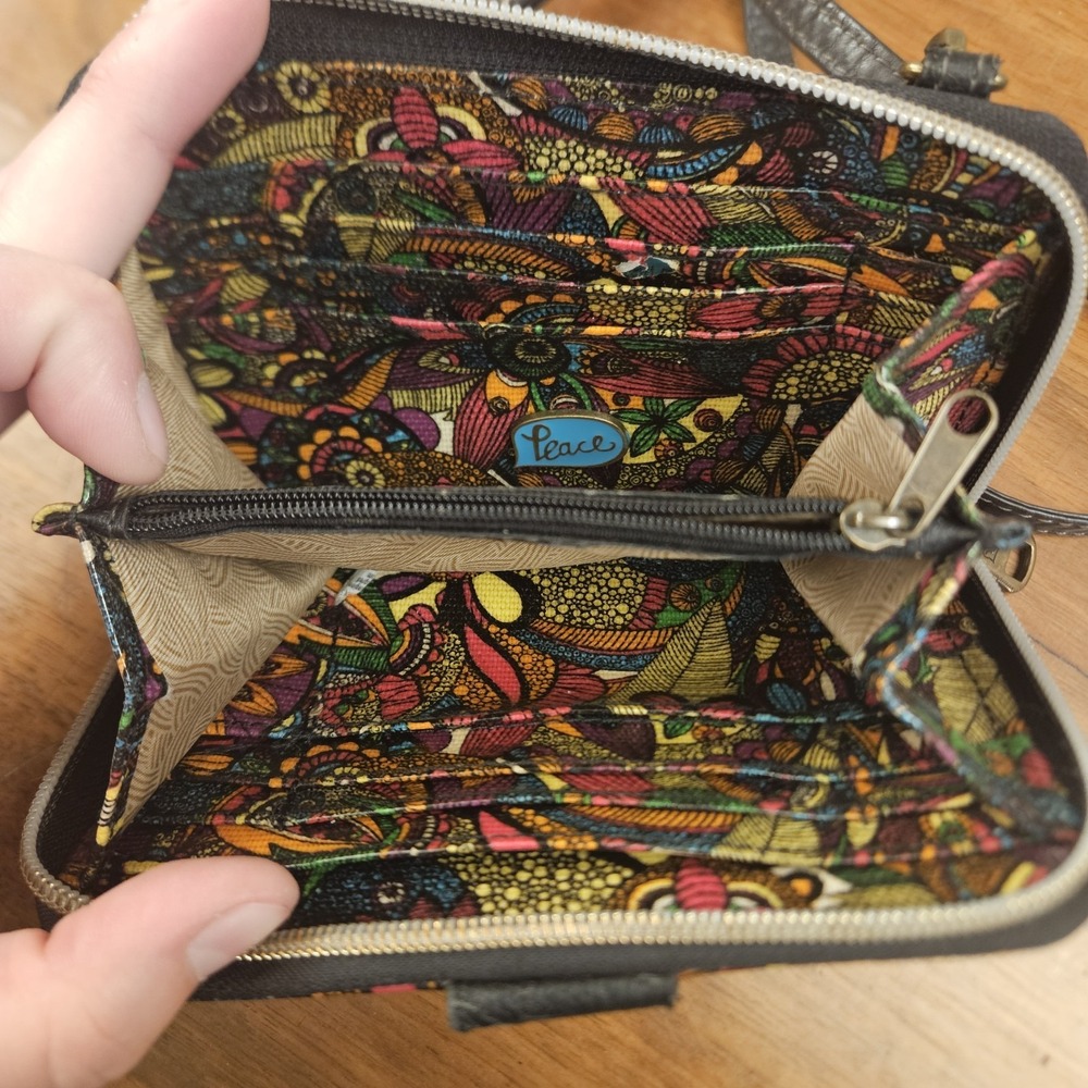 Sakroots Crossbody Wallet Peace Floral Colorful Bohemian Zip Around Button - Picture 5 of 6